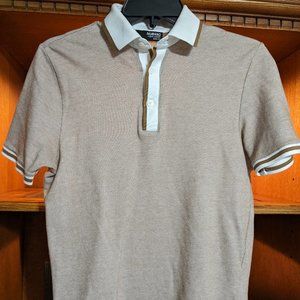 MURANO Men Liquid Luxury Slim Fit Polo Shirt Brown/White - (S)